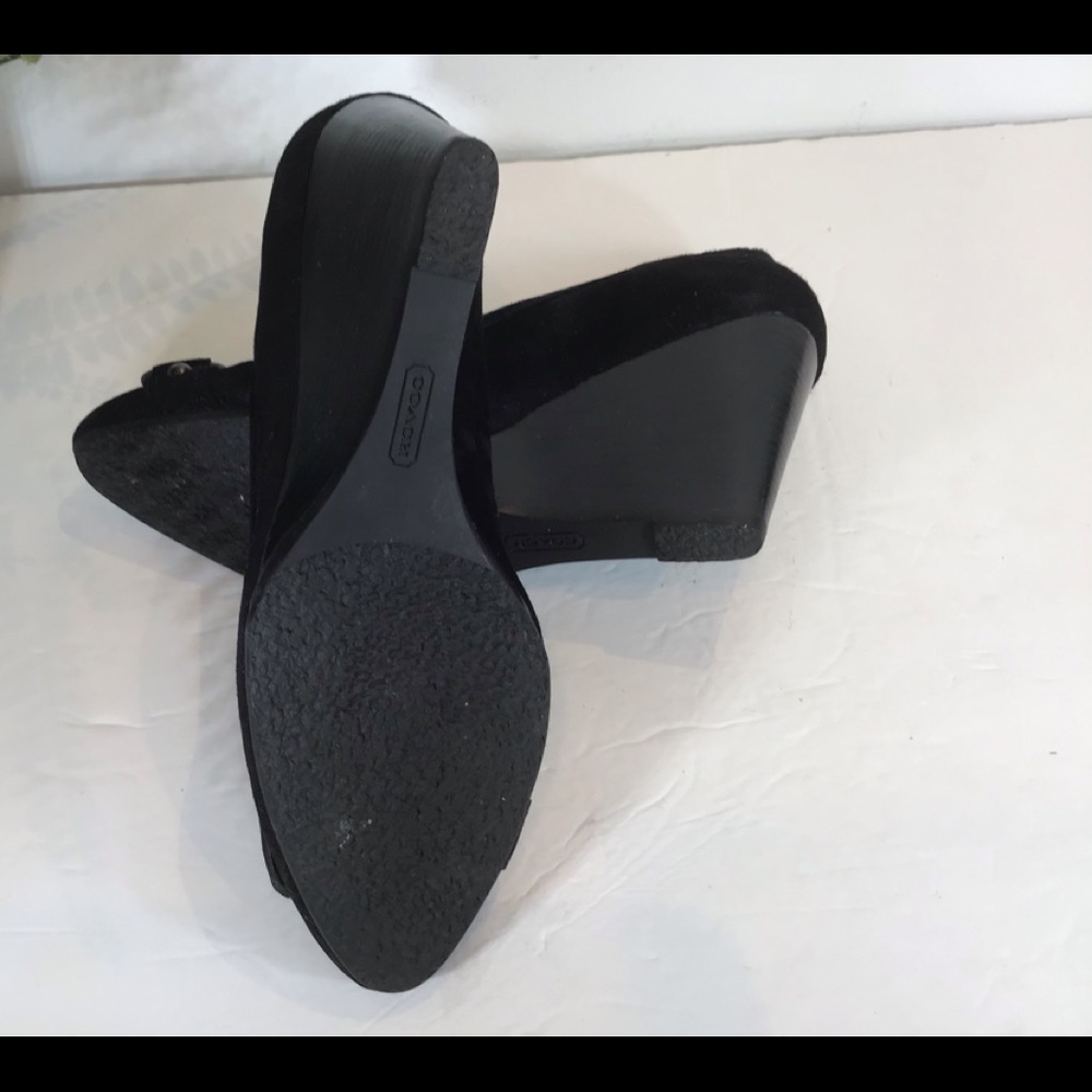 COACH BLACK SUEDE LEATHER SLIP ON WEDGES SZ 9.5 - Picture 8 of 8